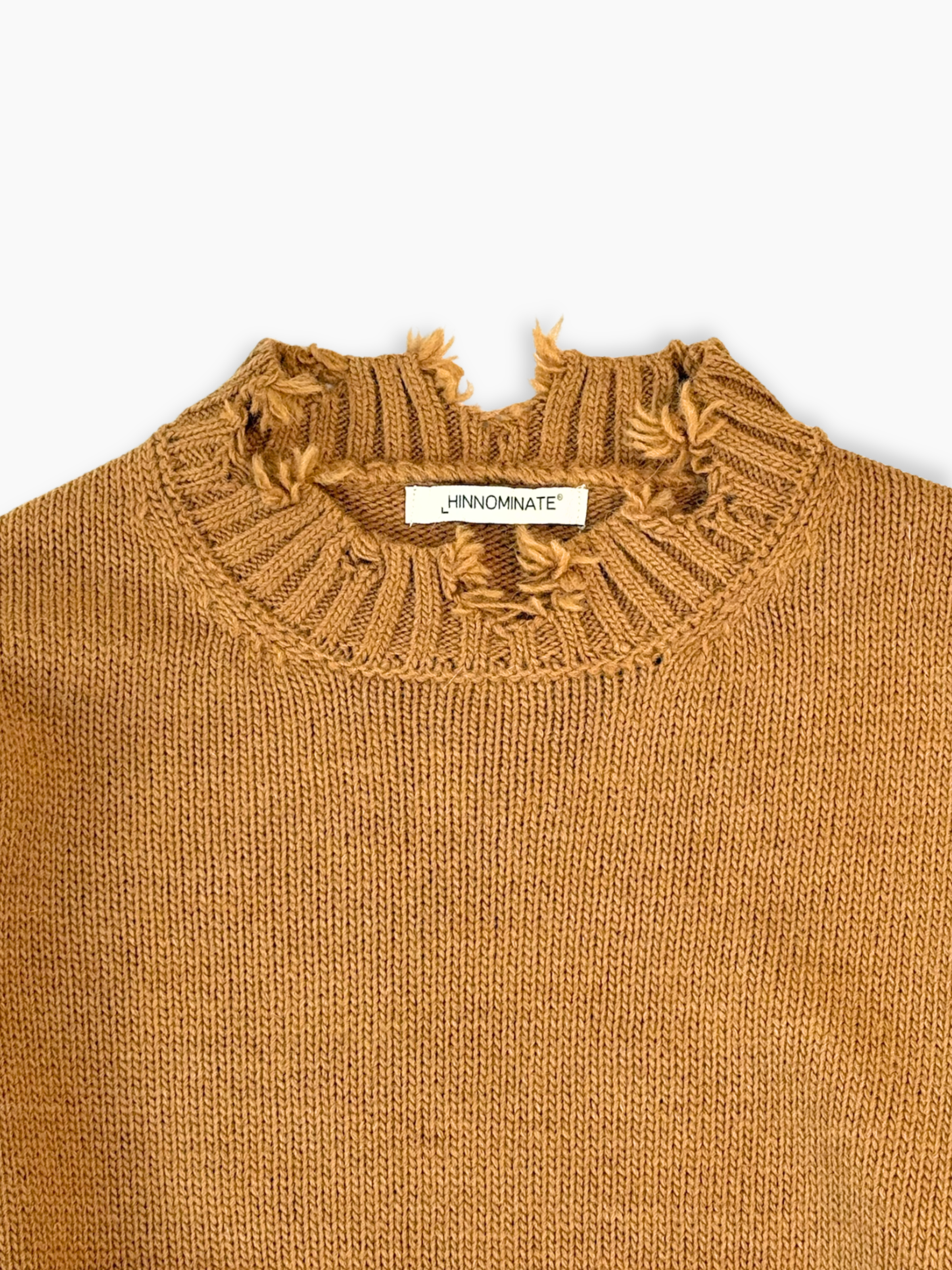 Maglione Distressed Marrone In Misto Lana