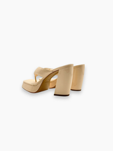 Beige Patent Leather Wedge Heel Sandals -  | dBlank