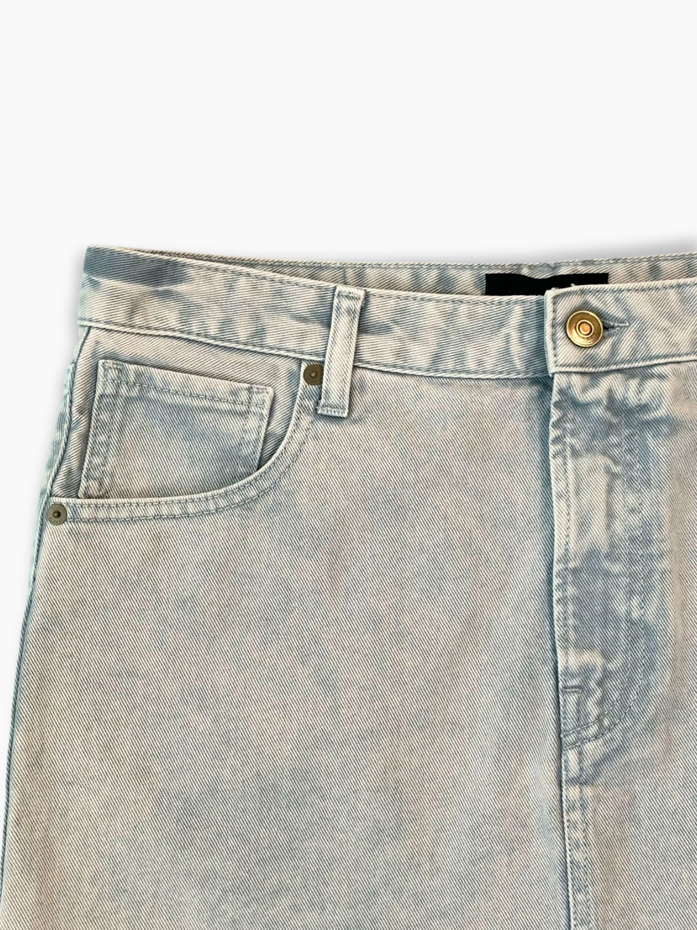 Faded Grey Denim Mini Skirt