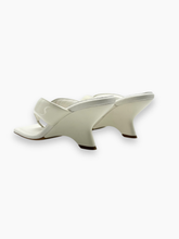 White Leather Sandals with Sculptural Wedge -  | dBlank
