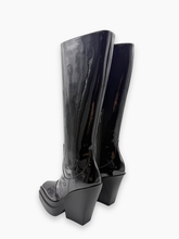 Black Patent Leather Wedge High Boots -  | dBlank