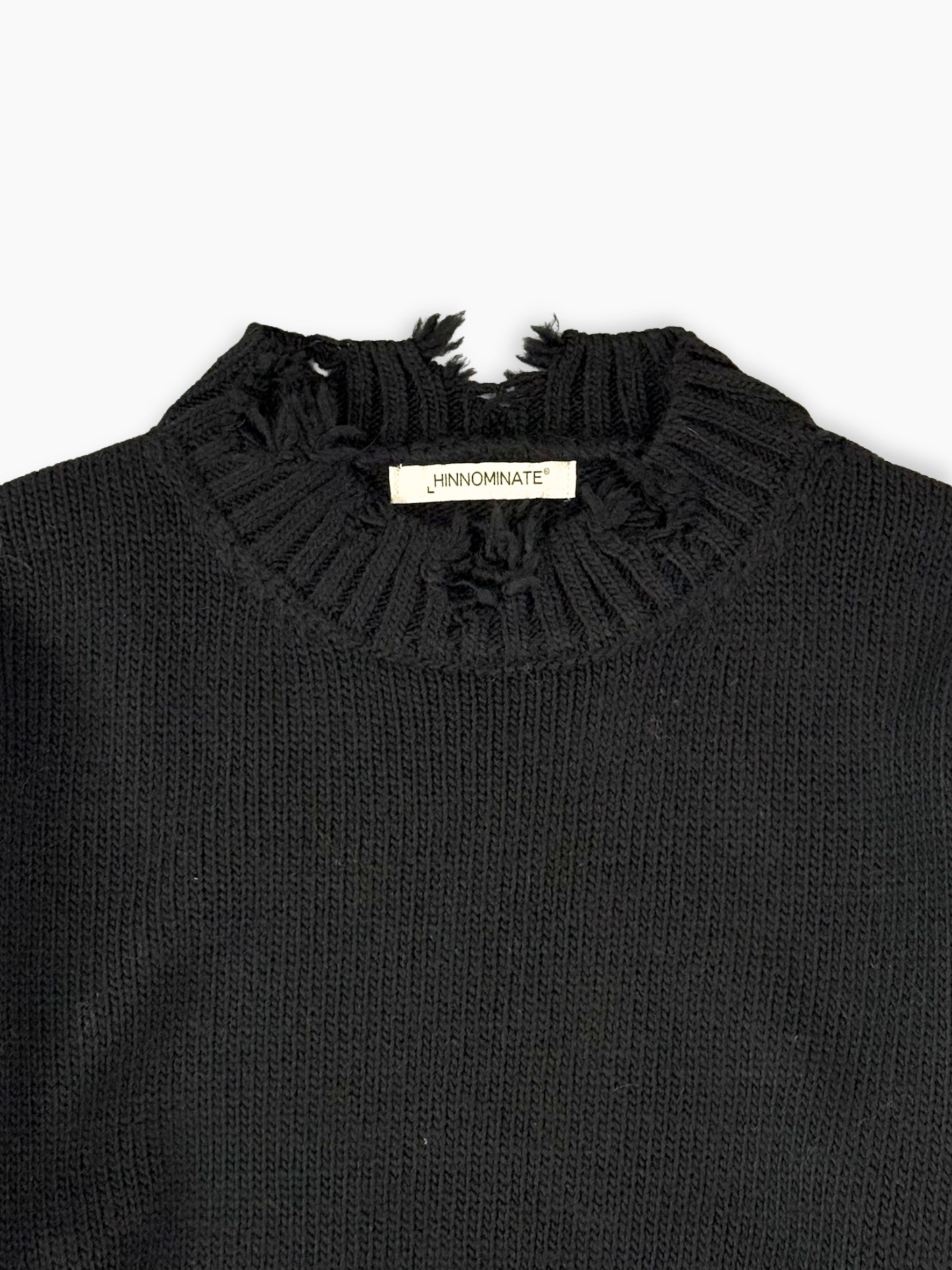 Maglione Distressed Nero In Misto Lana