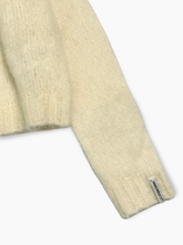 White Cropped Crew Neck Mohair Sweater -  | dBlank