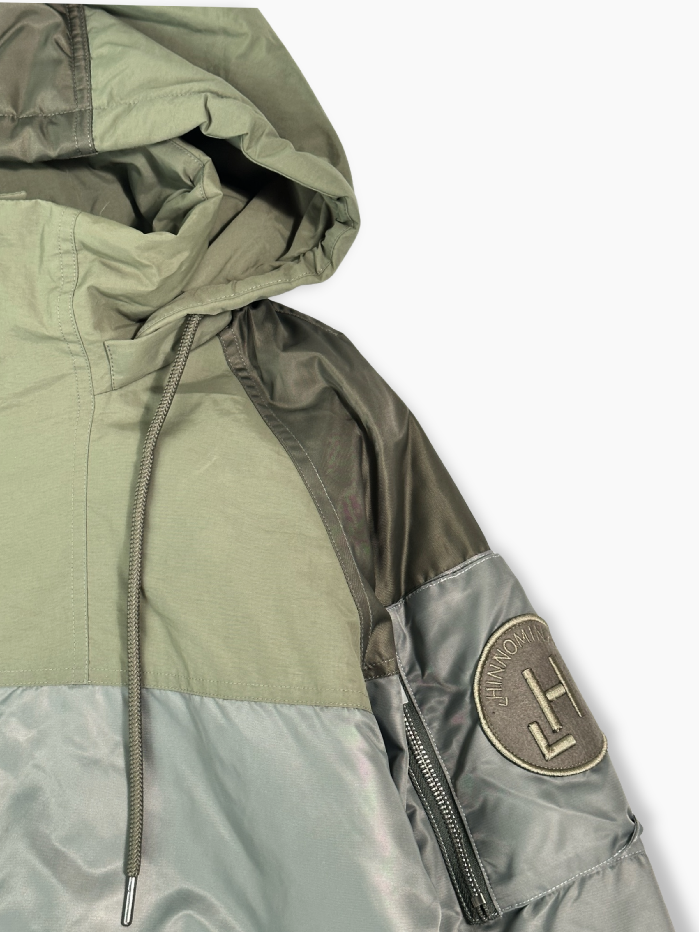 Bomber Verde Bicolore Con Cappuccio