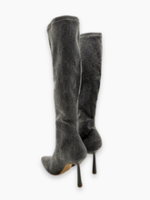 Stivali Alti In Tessuto Grigio Con Tacco -  | dBlank