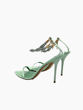 Sandra Sandals in Aqua Green Satin -  | dBlank