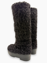 Black Shearling Fur Knee High Boots with Chunky Sole -  | dBlank