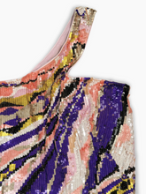 Multicolored One-Shoulder Dress with Sequins -  | dBlank