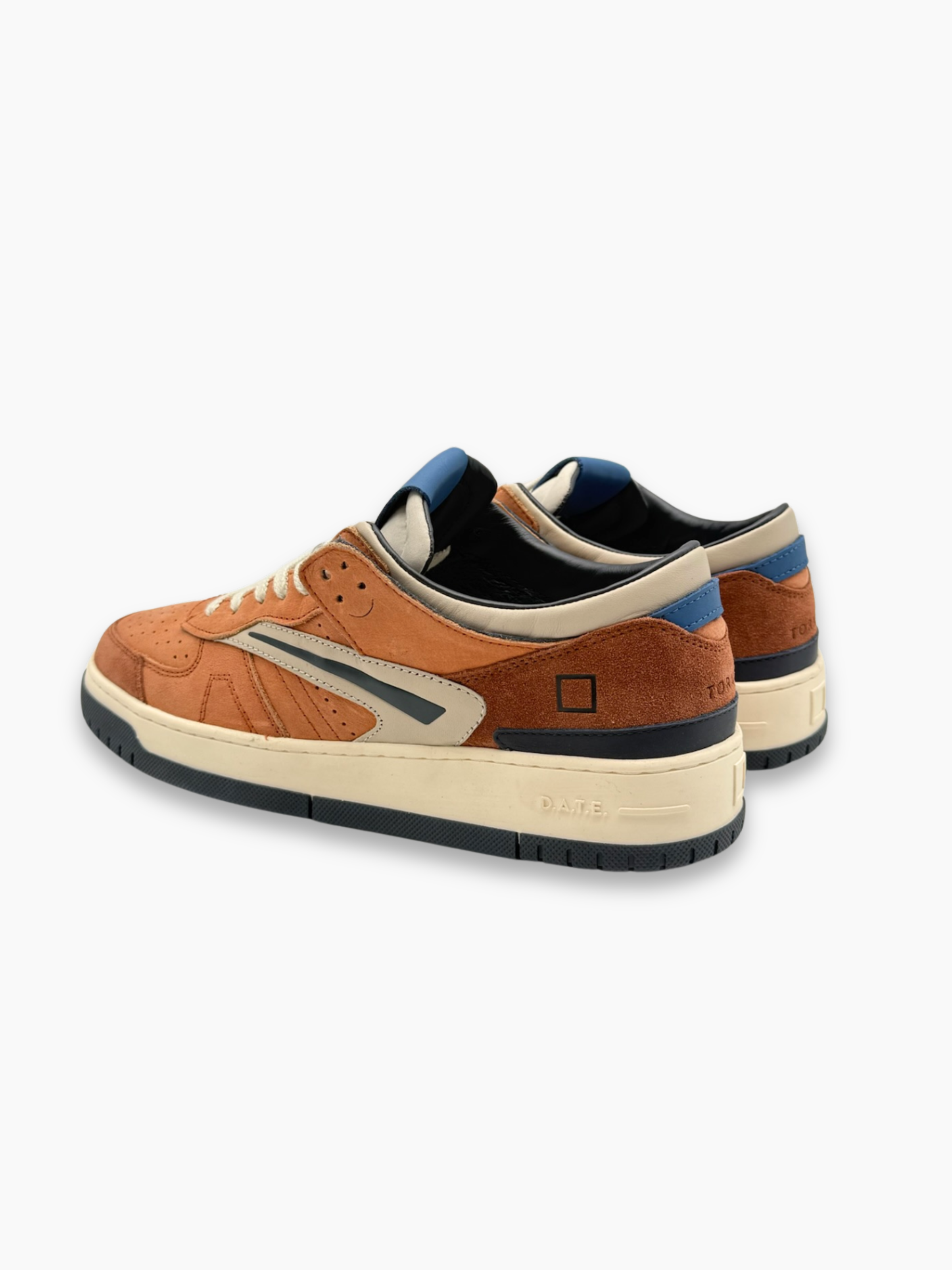 Sneakers Marroni E Blu In Pelle E Suede