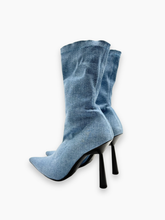 Pointed Toe High Heel Denim Boots -  | dBlank