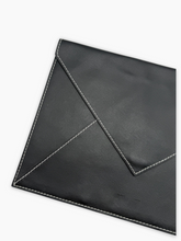 Black Leather Envelope With Contrast Stitching -  | dBlank