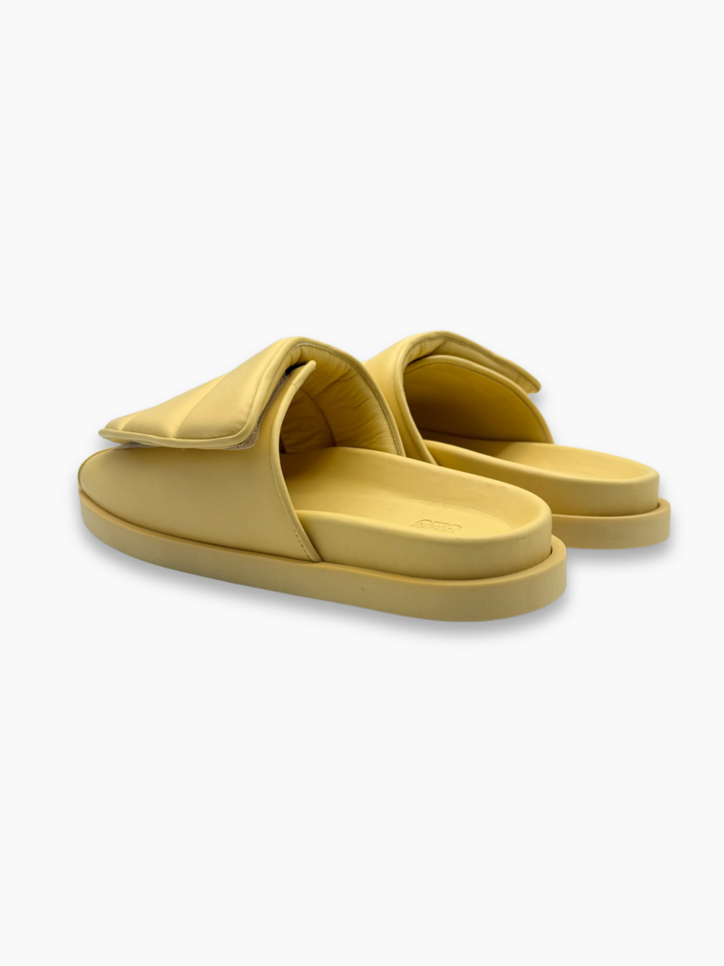 Slide Gialle In Pelle Butter