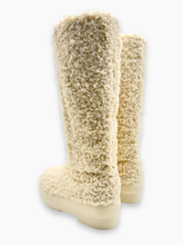 Ivory Tall Boots in White Shearling with Chunky Sole -  | dBlank