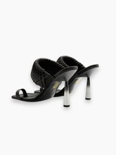 Black Satin Sandals with Braided Band -  | dBlank