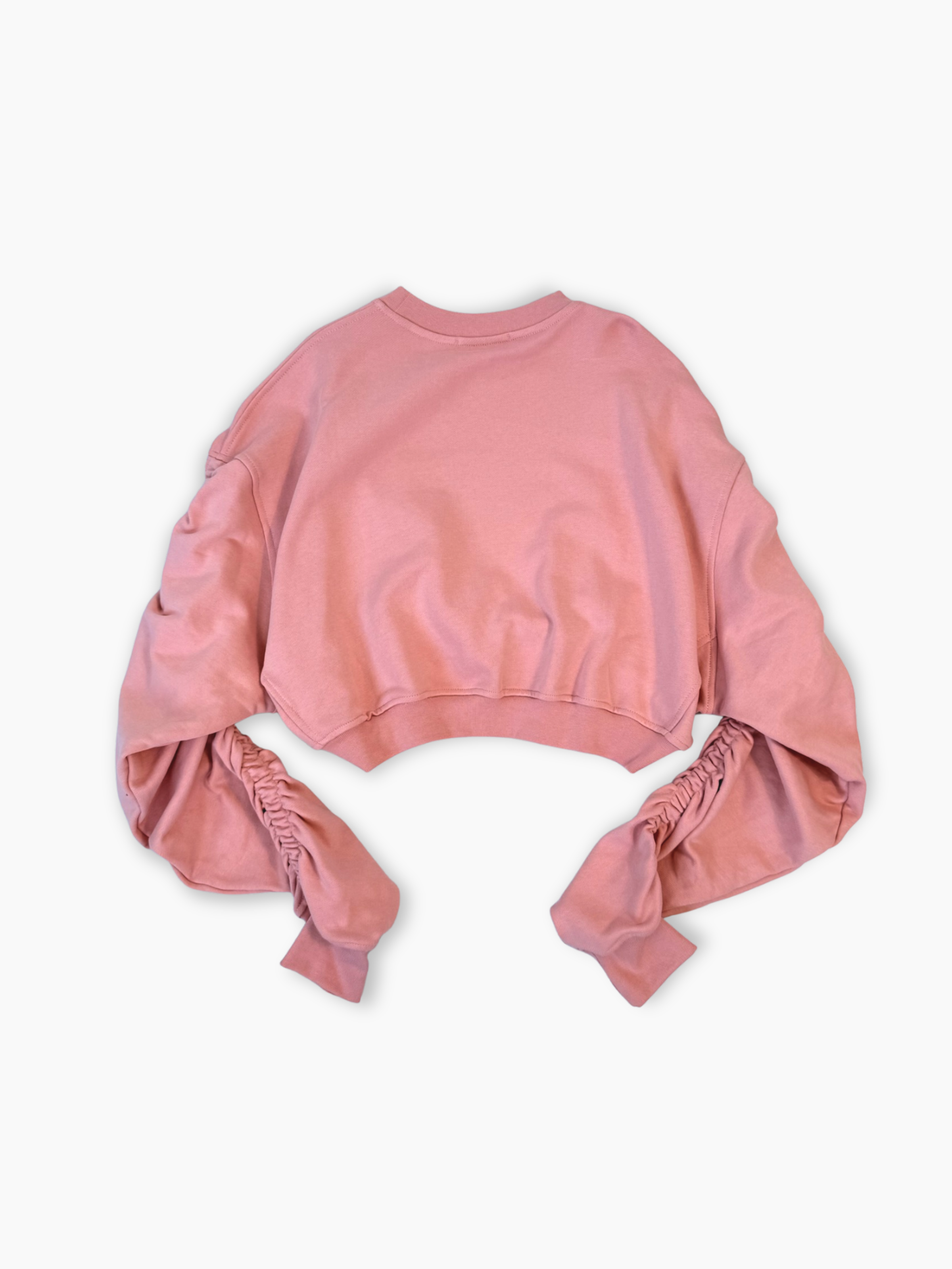 Felpa Rosa Con Maniche Arricciate