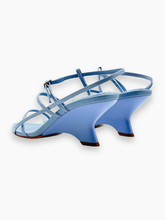 Blue Sandals with Straps and Sculptural Heel -  | dBlank