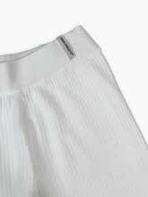 Off White Palazzo Pants in Wavy Rib -  | dBlank