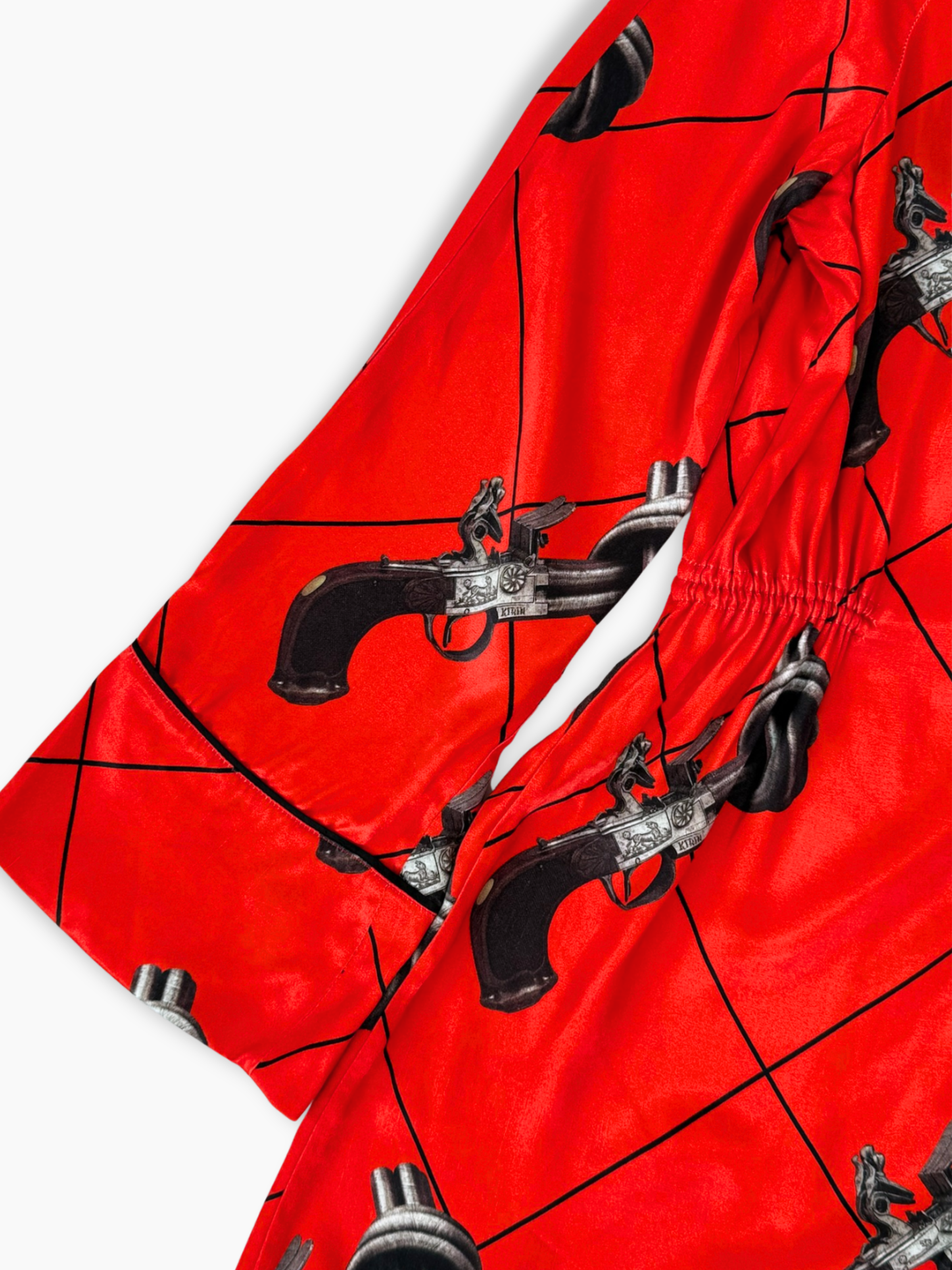 Camicia Rossa Oversize Con Stampa Pistole