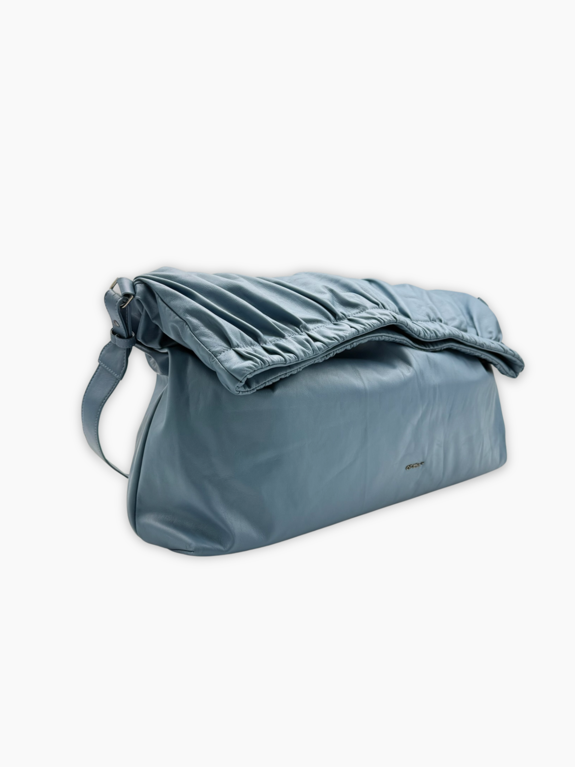 Borsa Azzurra Maxi In Pelle Con Tracolla