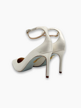 White Patent Leather Pumps with Ankle Strap -  | dBlank