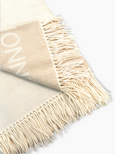 Beige Poncho With Fringes And Logo -  | dBlank