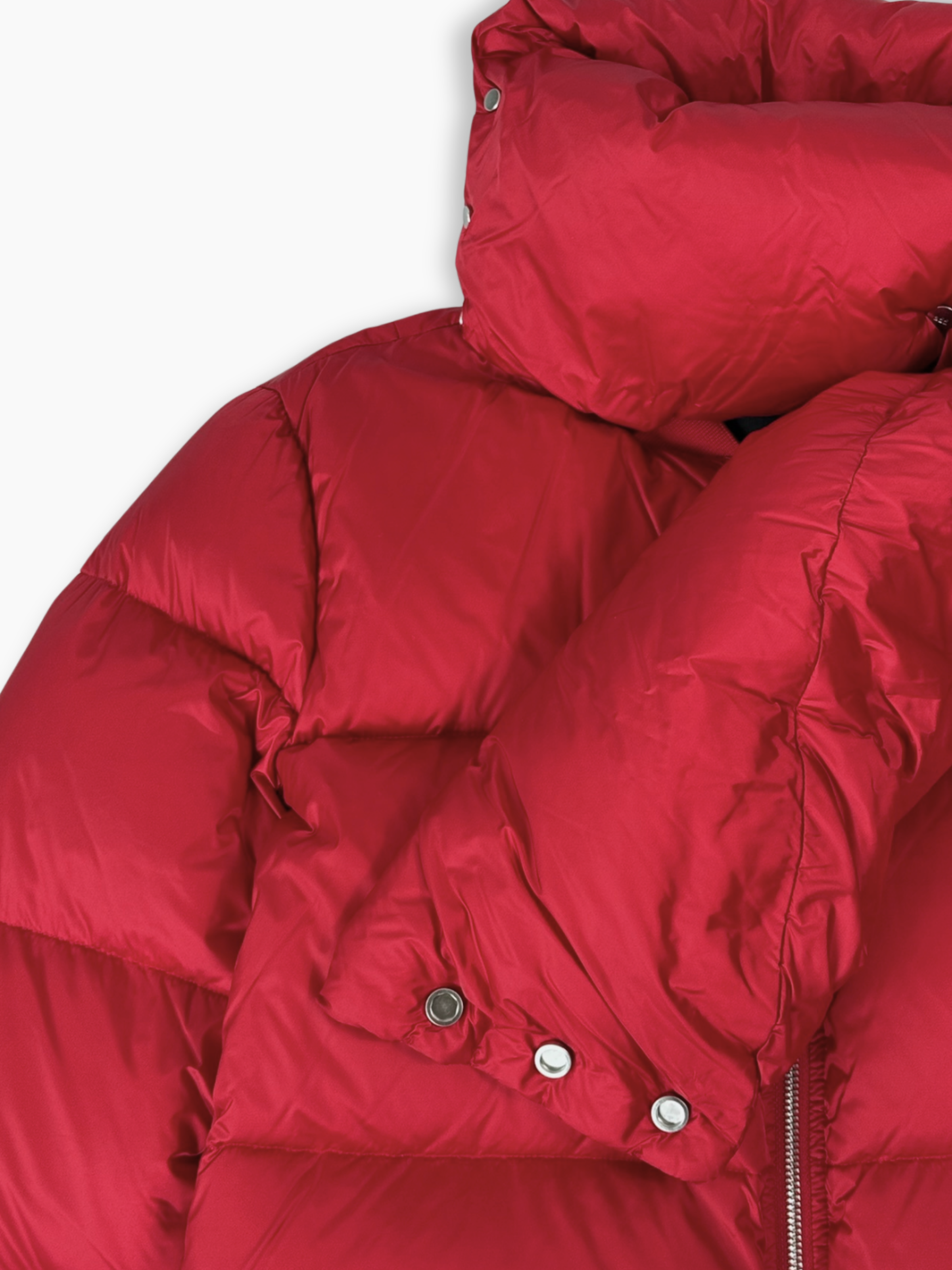 Piumino Rosso Con Collo Alto