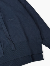 Maglia Blu Con Cappuccio e Spacchi Laterali Con Ricamo - Blu | dBlank