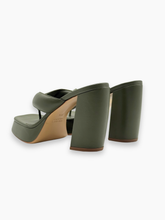 Sandalo In Pelle Verde Oliva Con Plateau -  | dBlank