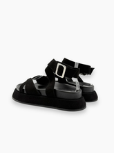 Black Leather Sandals With Platform Sole -  | dBlank
