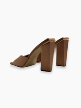 Mule In Raso Marrone Con Tacco Largo -  | dBlank