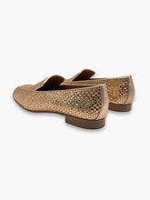 Gold Python-Effect Leather Loafers -  | dBlank