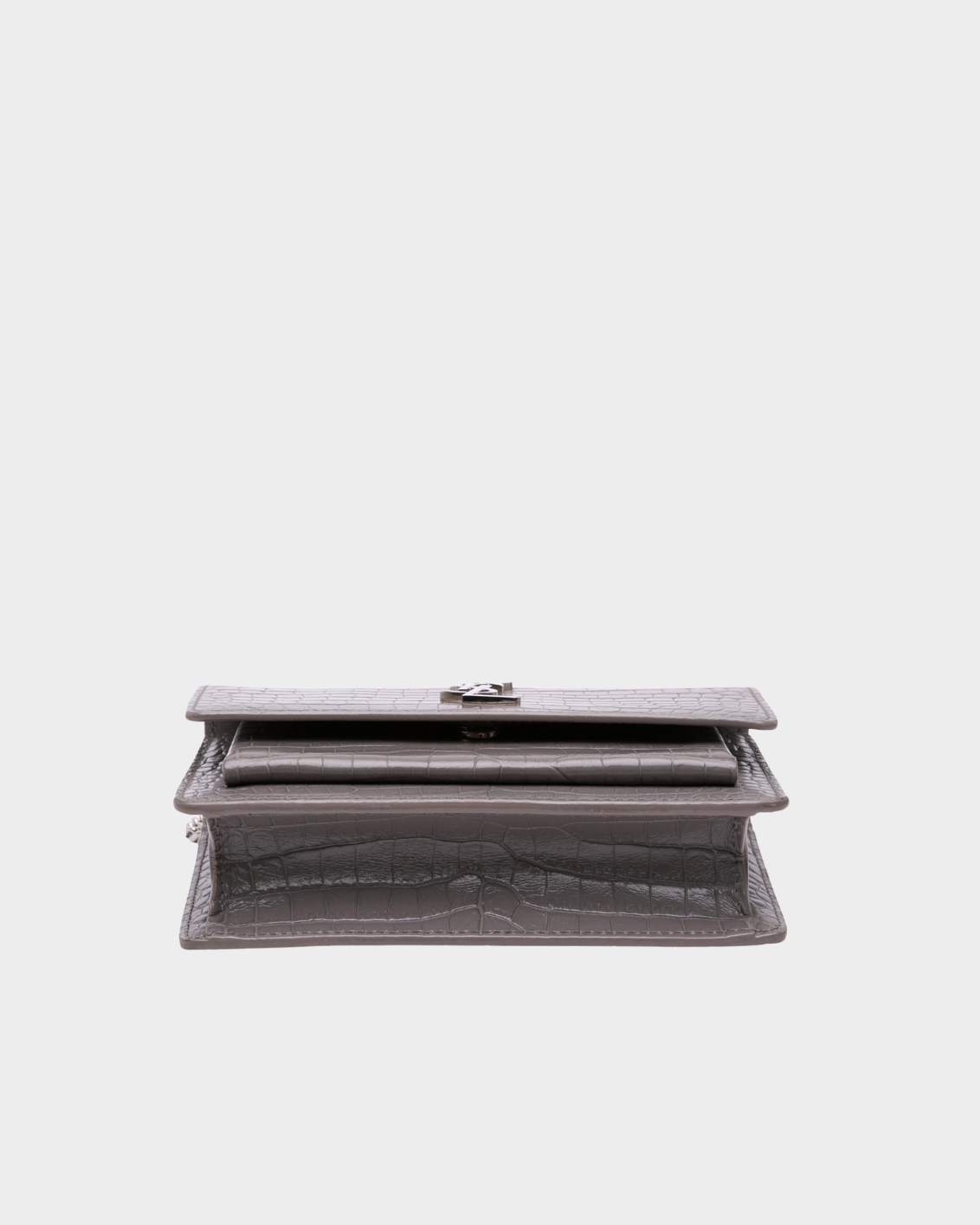 Borsa In Pelle Grigia Effetto Coccodrillo Con Logo YSL