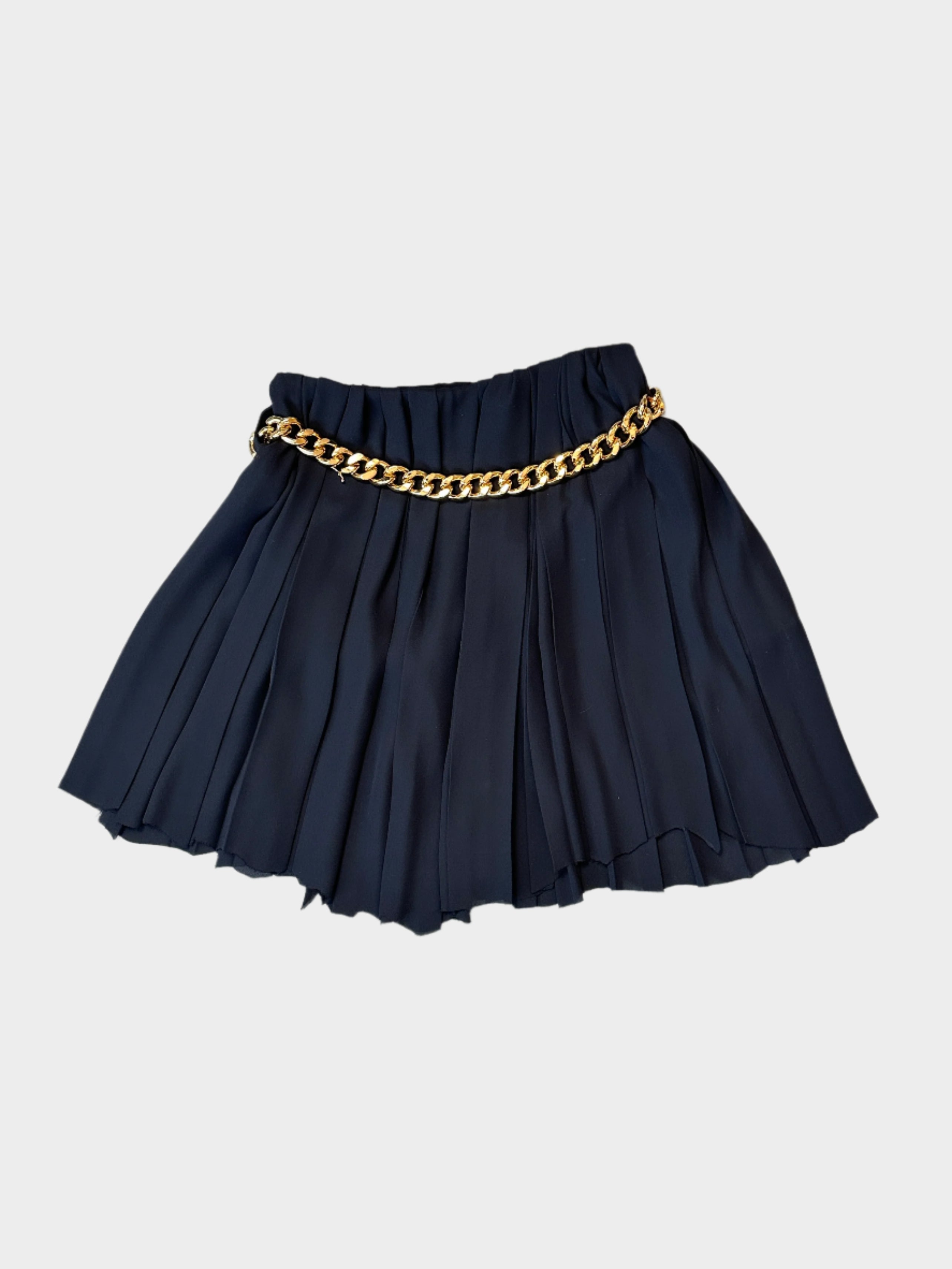 Chain Pleated Mini Skirt