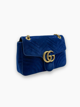 Borsa Large GG Marmont Matelassé Velvet Shoulder Bag - Blu | dBlank