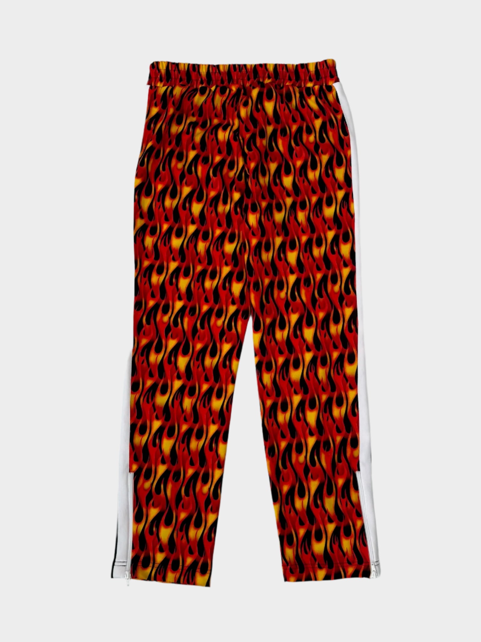 Pantaloni Con Stampa Fiamme E Bande Laterali Bianche