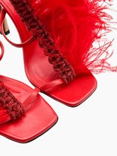 Sandali Rossi Con Piume - Rosso | Qlhype