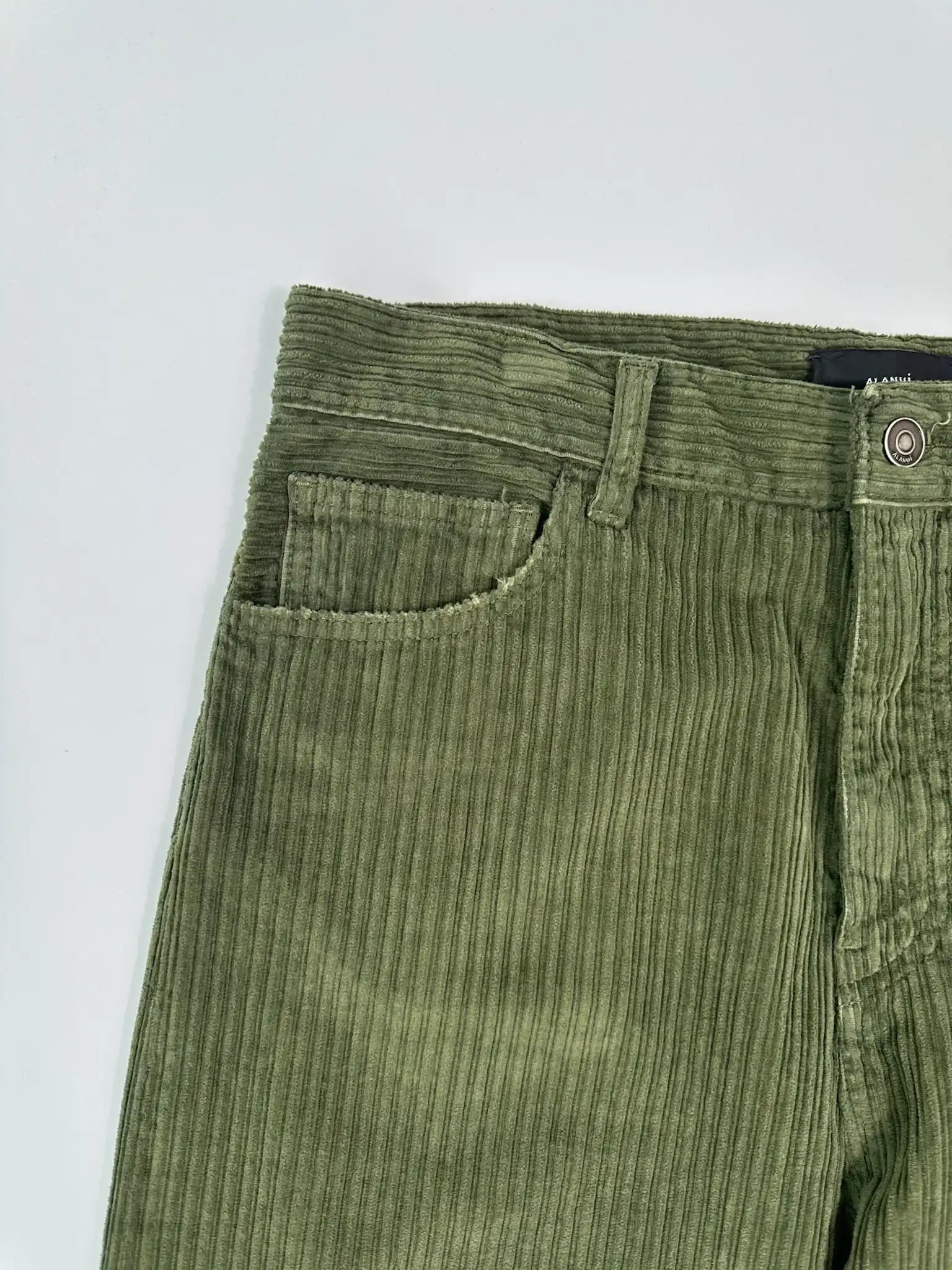 Pantaloni In Velluto A Coste Verde Militare