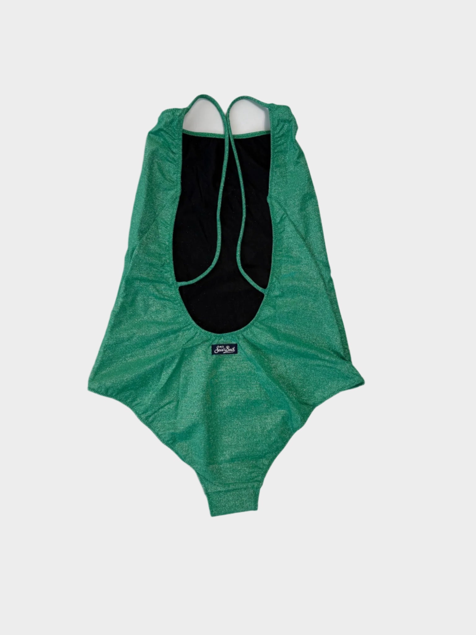 Costume Intero Verde Glitter Con Spalline Sottili