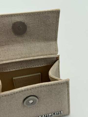 Borsa Le Chiquito Homme Beige Lino Con Manico Rigido