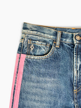 Blue Flared Jeans with Pink and Blue Stripes -  | dBlank