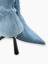 Pointed Toe High Heel Denim Boots -  | dBlank