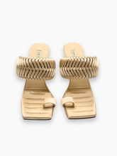 Beige Quilted Leather Sandals with Sculptural Heel -  | dBlank