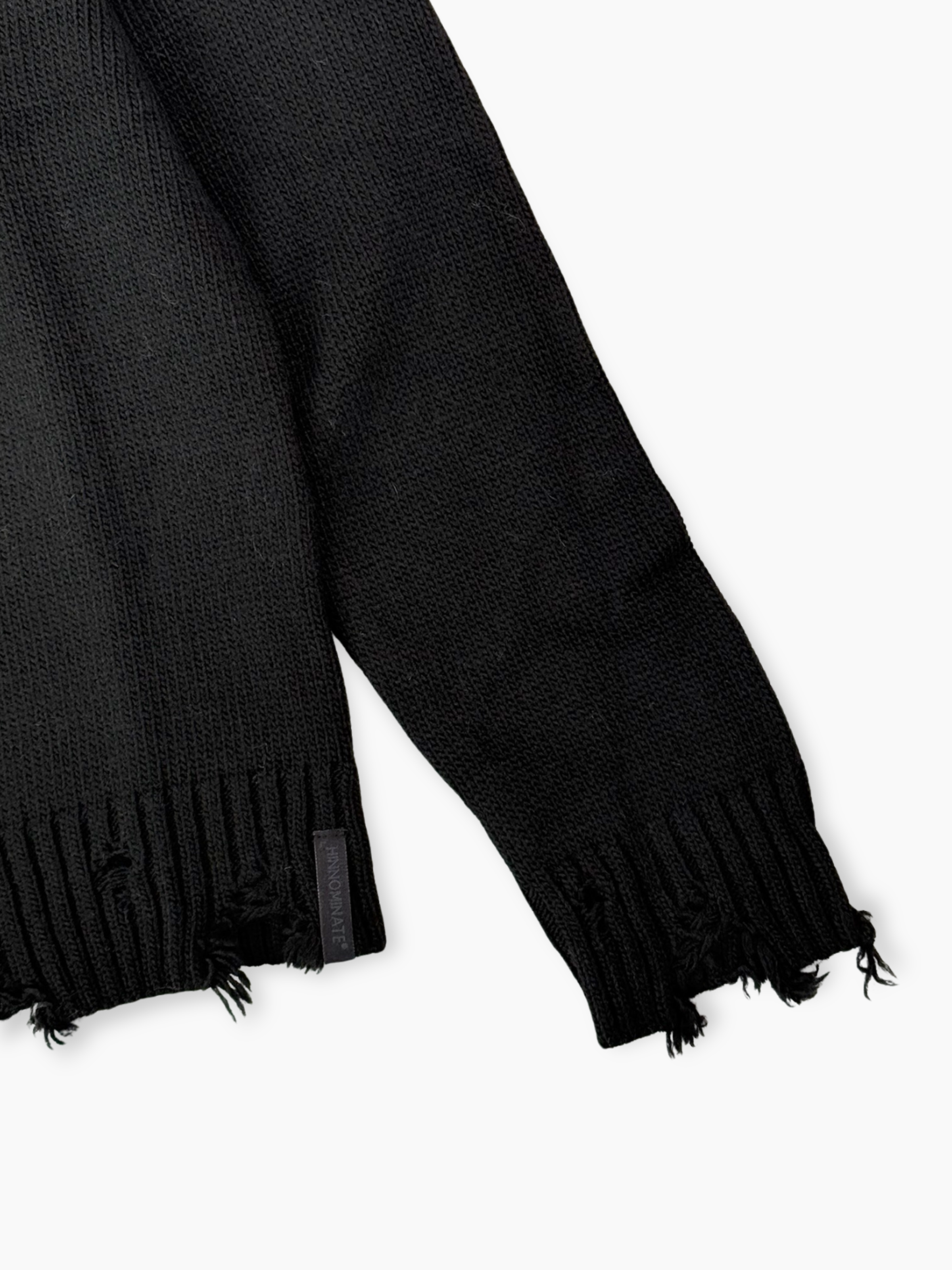 Maglione Distressed Nero In Misto Lana