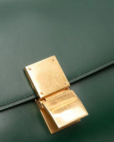 Borsa A Tracolla Box Verde Scuro In Pelle Con Chiusura Dorata -  | dBlank