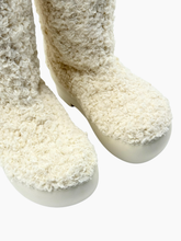 Ivory Tall Boots in White Shearling with Chunky Sole -  | dBlank