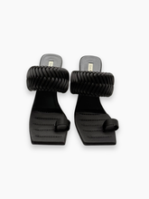 Black Satin Sandals with Braided Band -  | dBlank