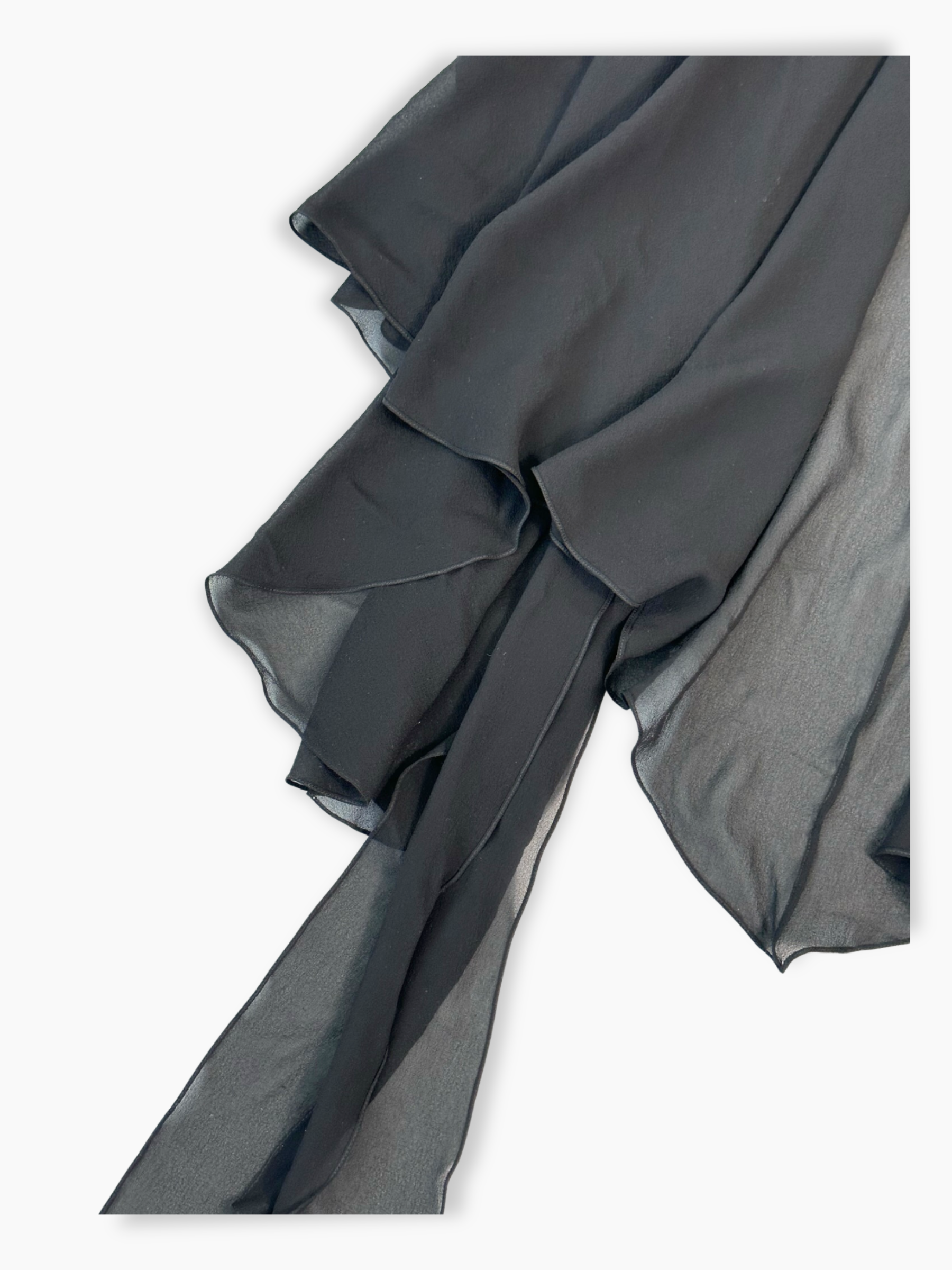 Black Chiffon Shirt with Drapes