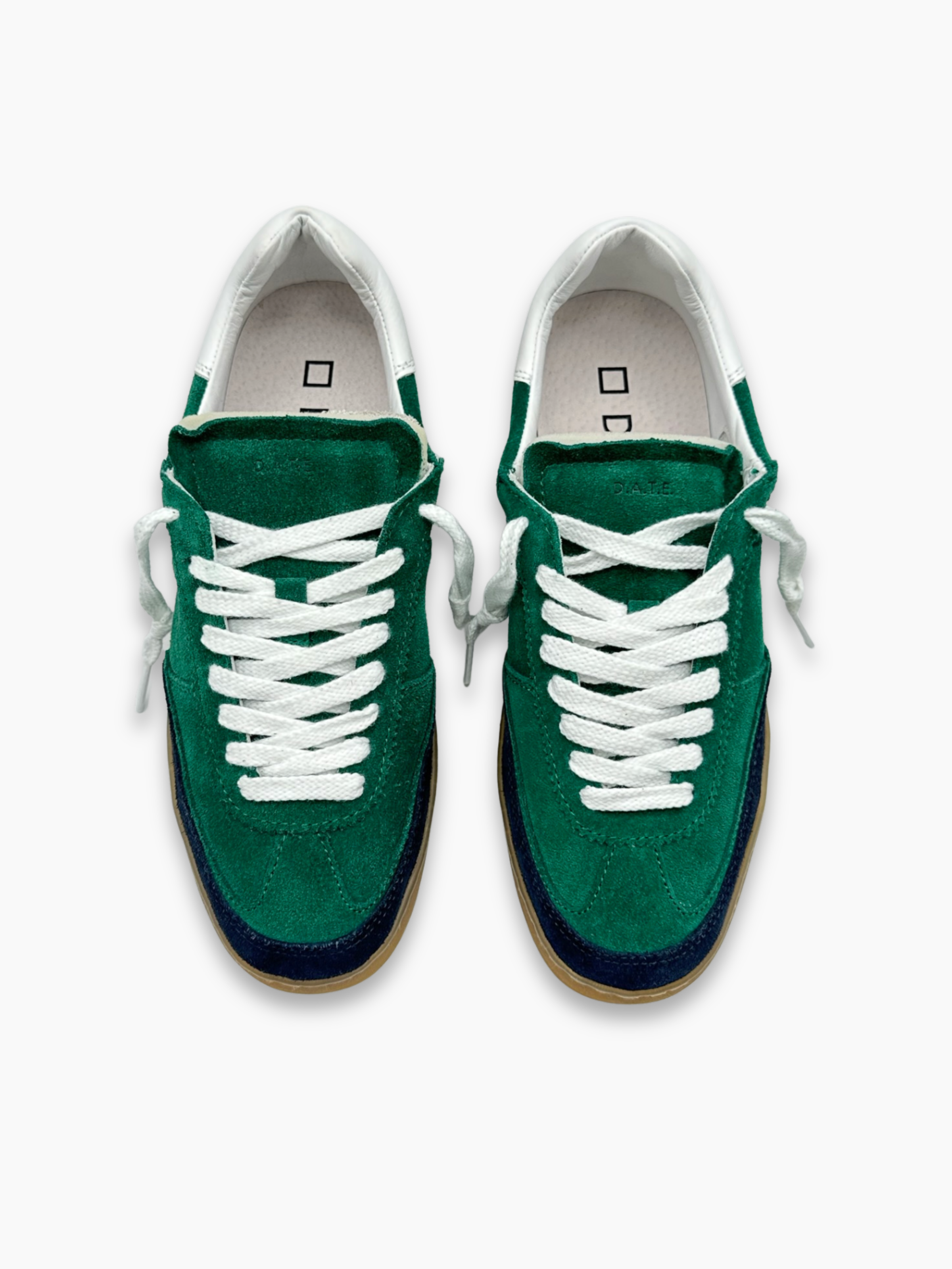 Sneakers Sporty Verde E Blu In Camoscio