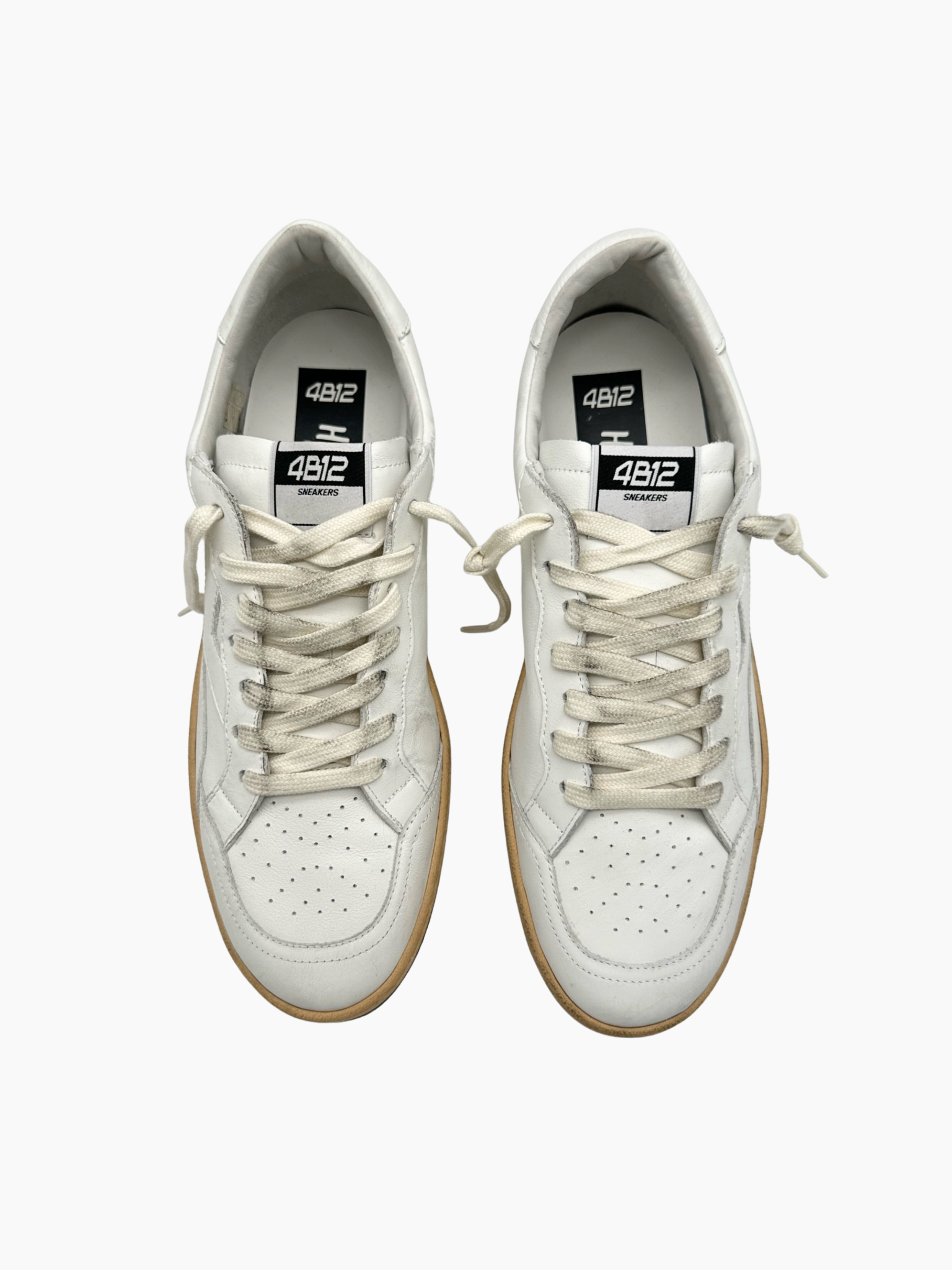 Playnew White Sneakers With Beige Sole