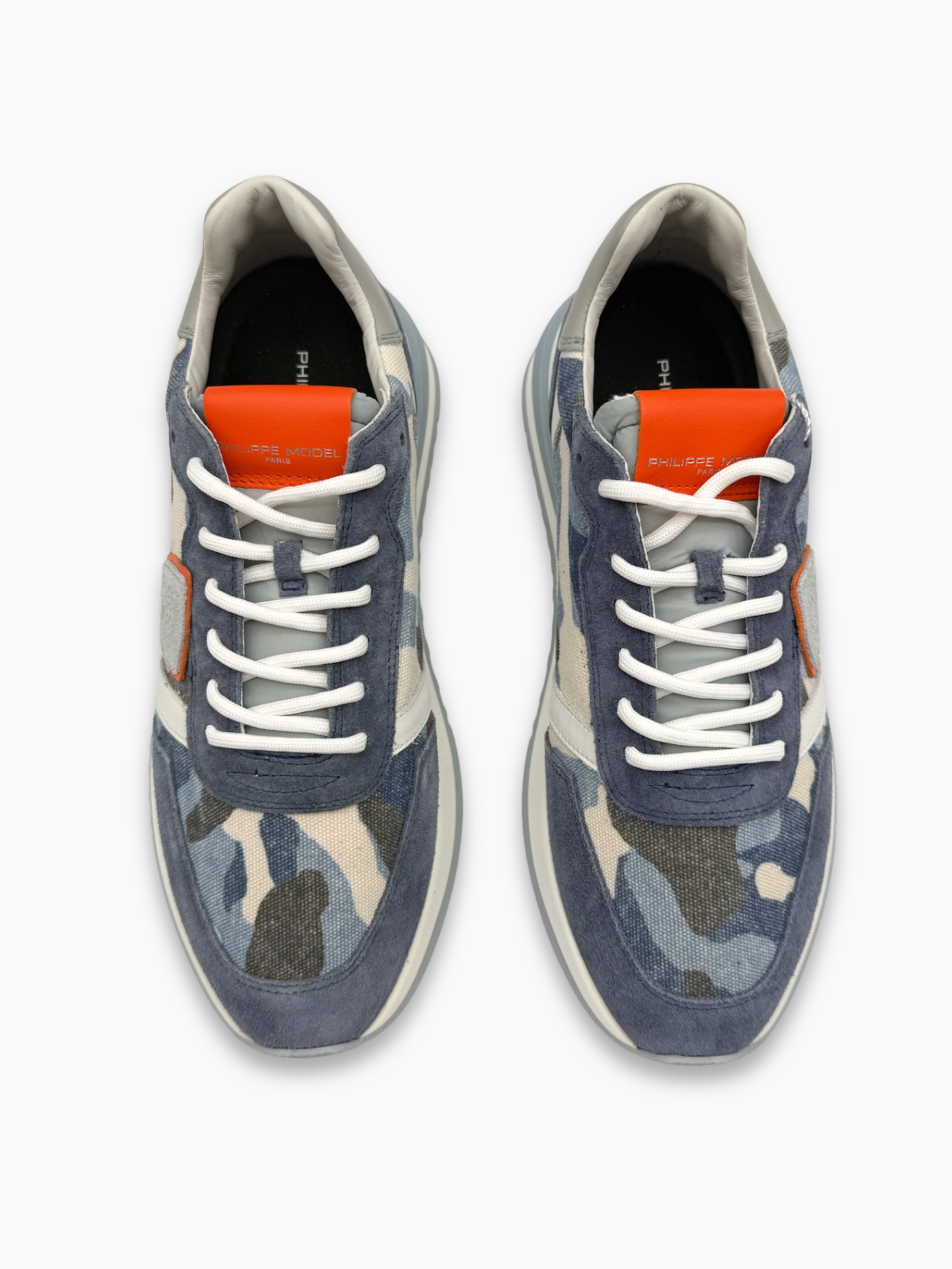 Sneakers Camo Blu In Tela E Suede